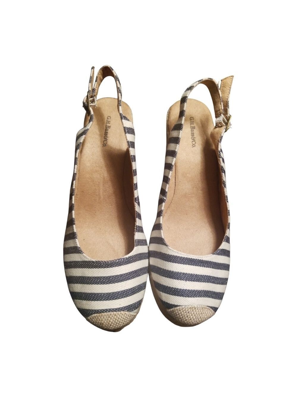 G.H. Bass & Co. Blue and White Wedge Sandals